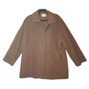 Marisa Minicucci Womens Brown Baby Alpaca Wool Long Sleeve Collared Coat Size 16